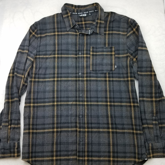 Vans Gray Long Sleeve Plaid Shirt Xl 